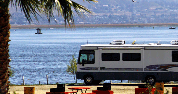 RV camping in a tropical location